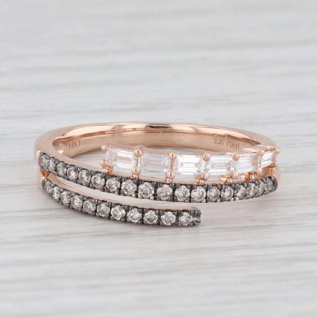 Light Gray Le Vian 0.45ctw Diamond Bypass Ring 14k Rose Gold Sz 7.5 Champagne White
