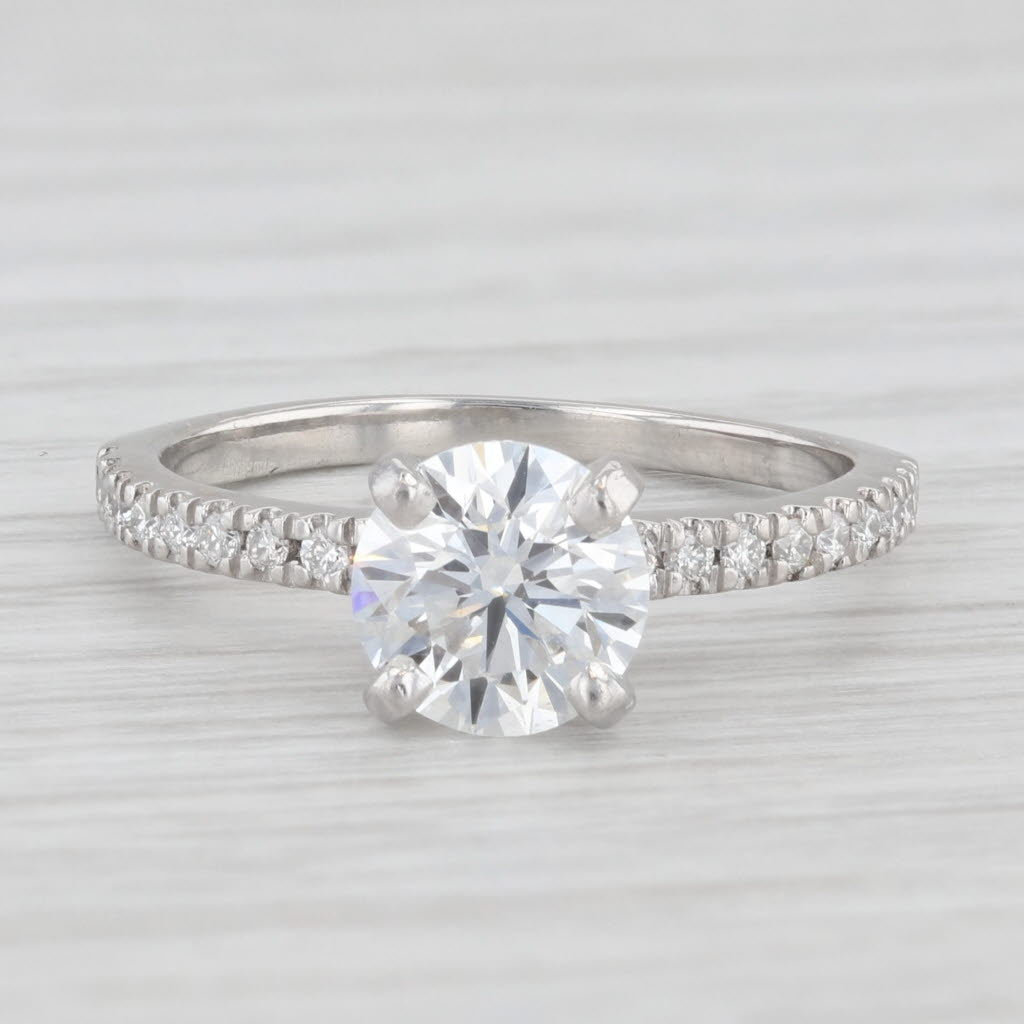 Light Gray 1.37ctw VS2 F Round Diamond Engagement Ring Platinum Size 5.75 GIA