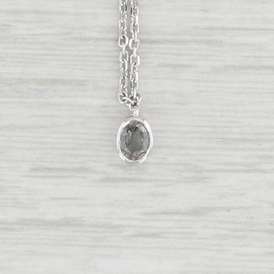 Light Gray New 0.19ct Oval Color Change Garnet Pendant Necklace 14k White Gold 16"