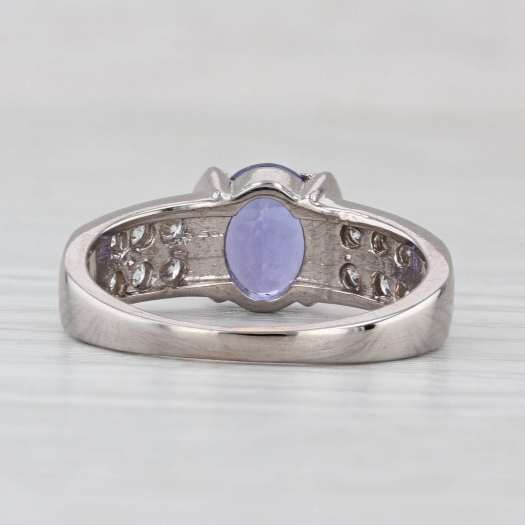 2.02ctw Oval Tanzanite Diamond Ring 18k White Gold Size 7.75