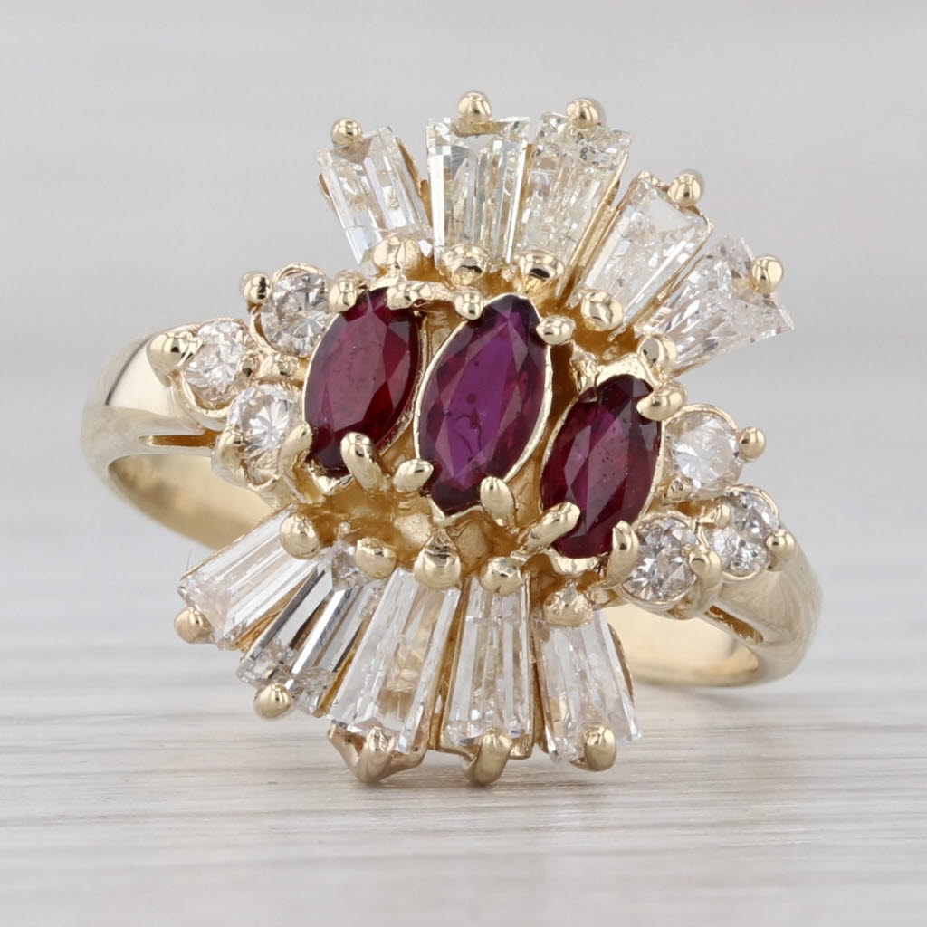 1.98ctw Ruby Diamond Ring 14k Yellow Gold Size 7.5 Cocktail