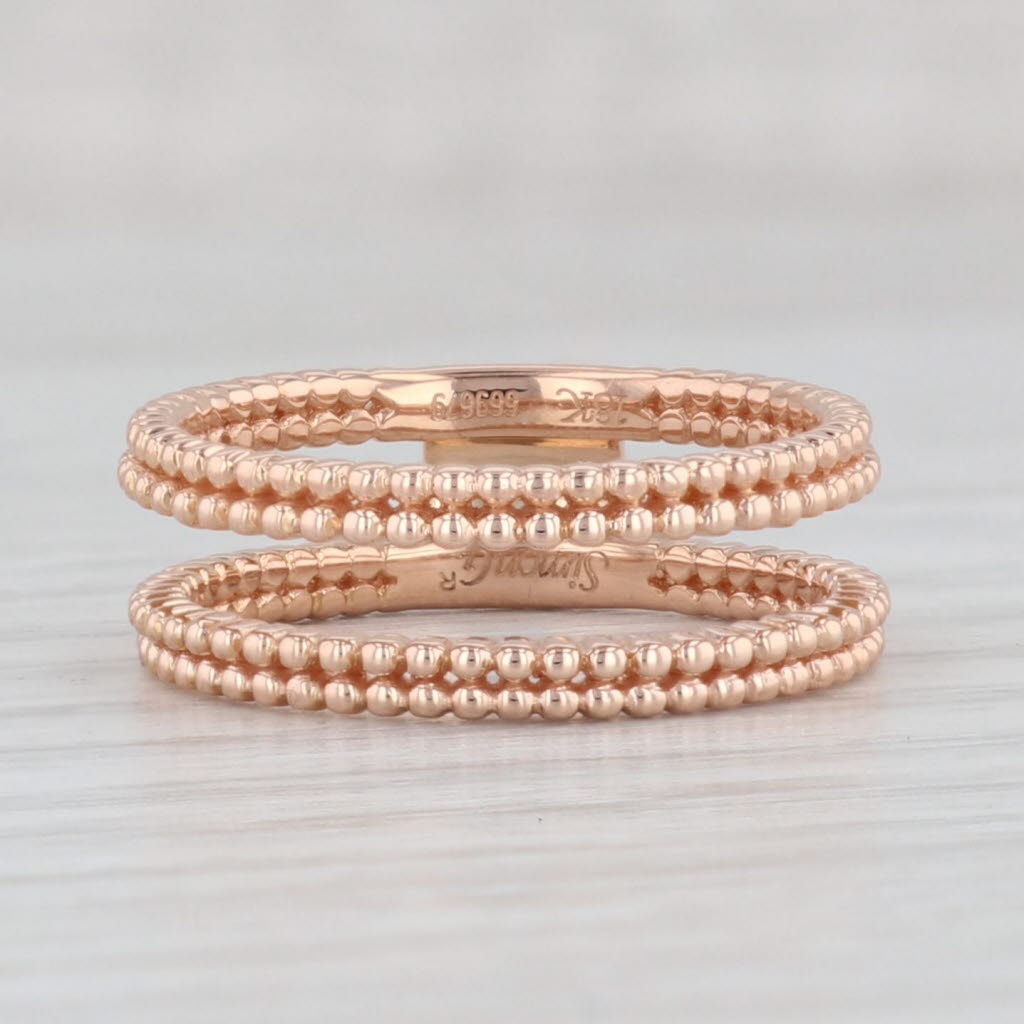 Light Gray New Simon G Ring Jacket Guard 18k Rose Gold Size 6.25 Wedding Band