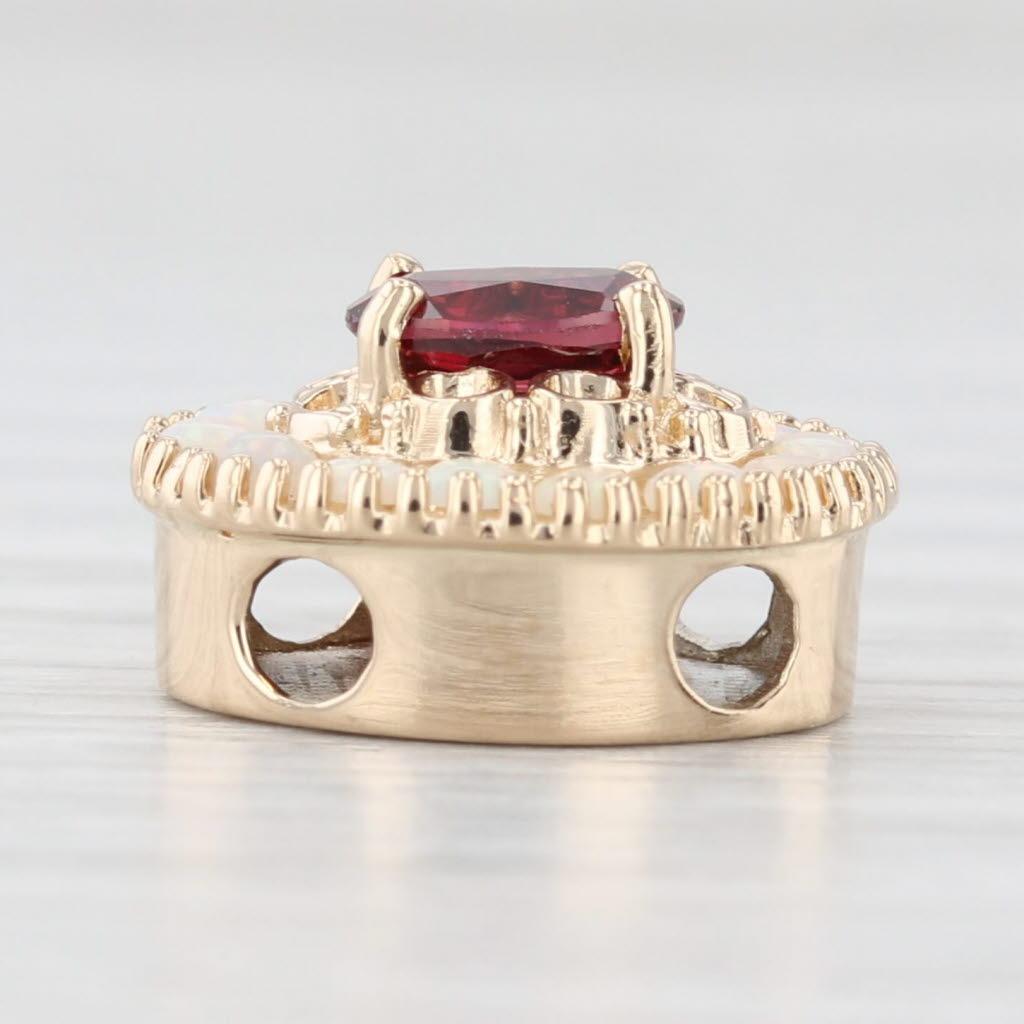 Light Gray 0.55ctw Garnet Opal Halo Slide Bracelet Charm 14k Yellow Gold Old Victoria