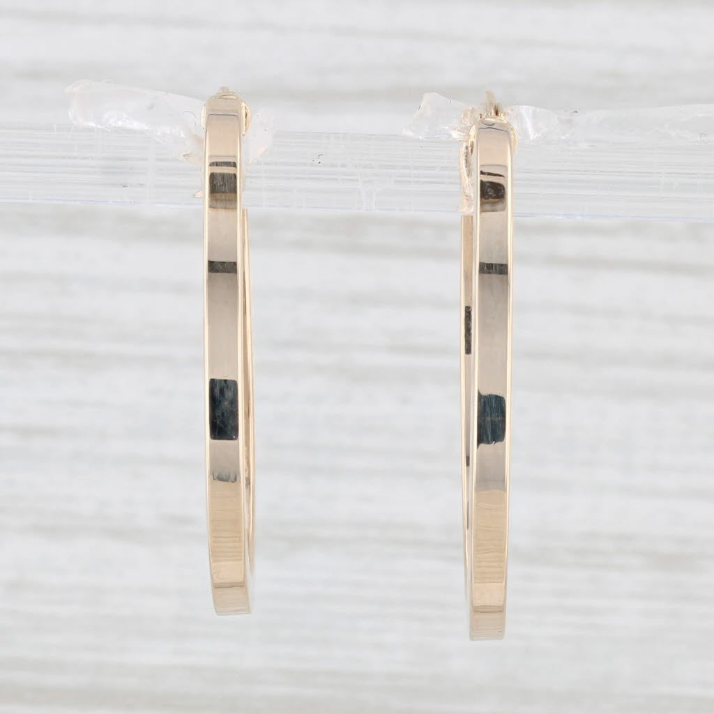 Light Gray New Oval Hoop Earrings 14k Yellow Gold Pierced Hoops Snap Top