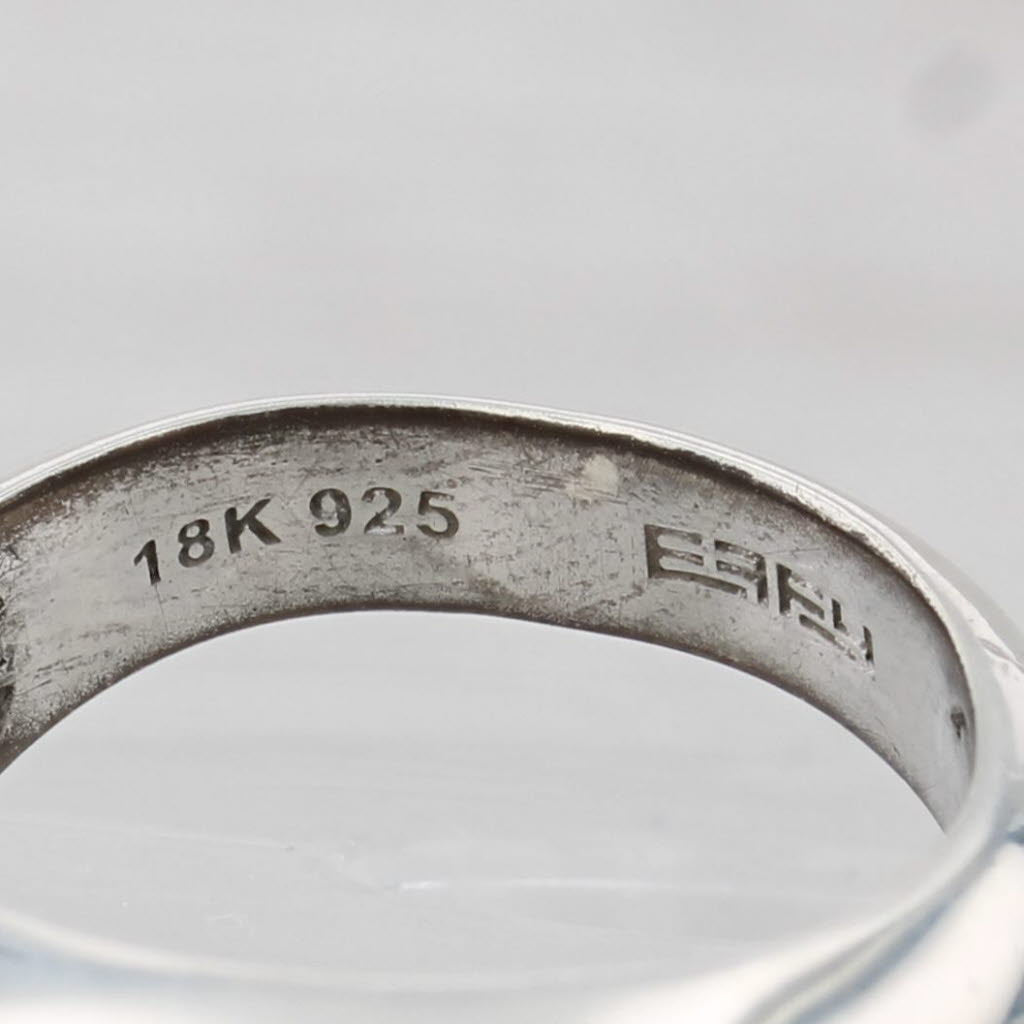 Light Gray Effy Black Glass Cabochon Ring Sterling Silver 10k Gold Size 7