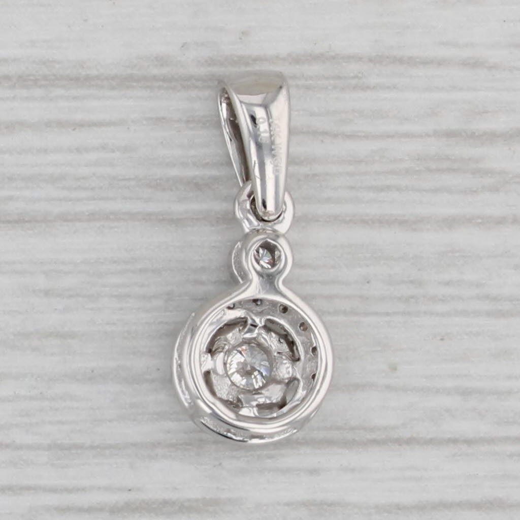 Gray 0.15ctw Small Round Diamond Halo Pendant 14k White Gold