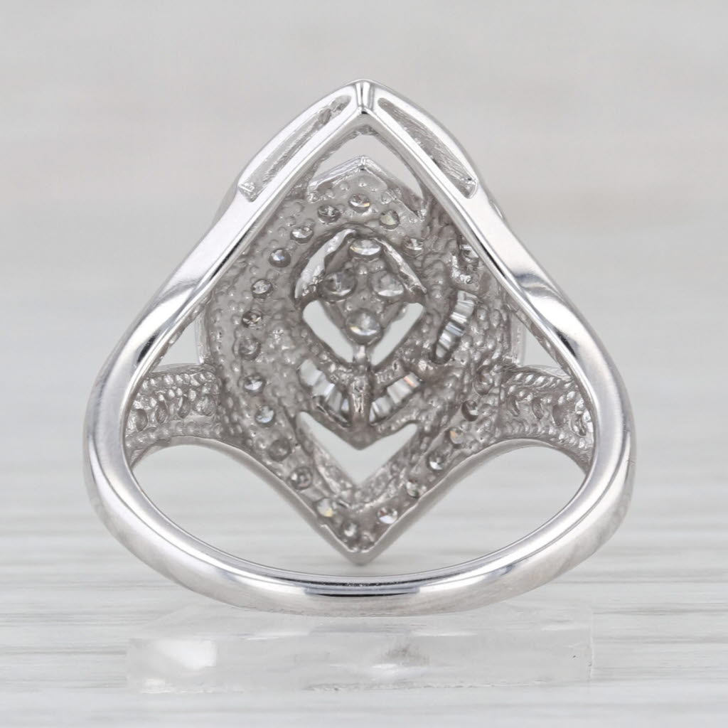 0.63ctw Diamond Ring 10k White Gold Size 7 Interlocking Halos