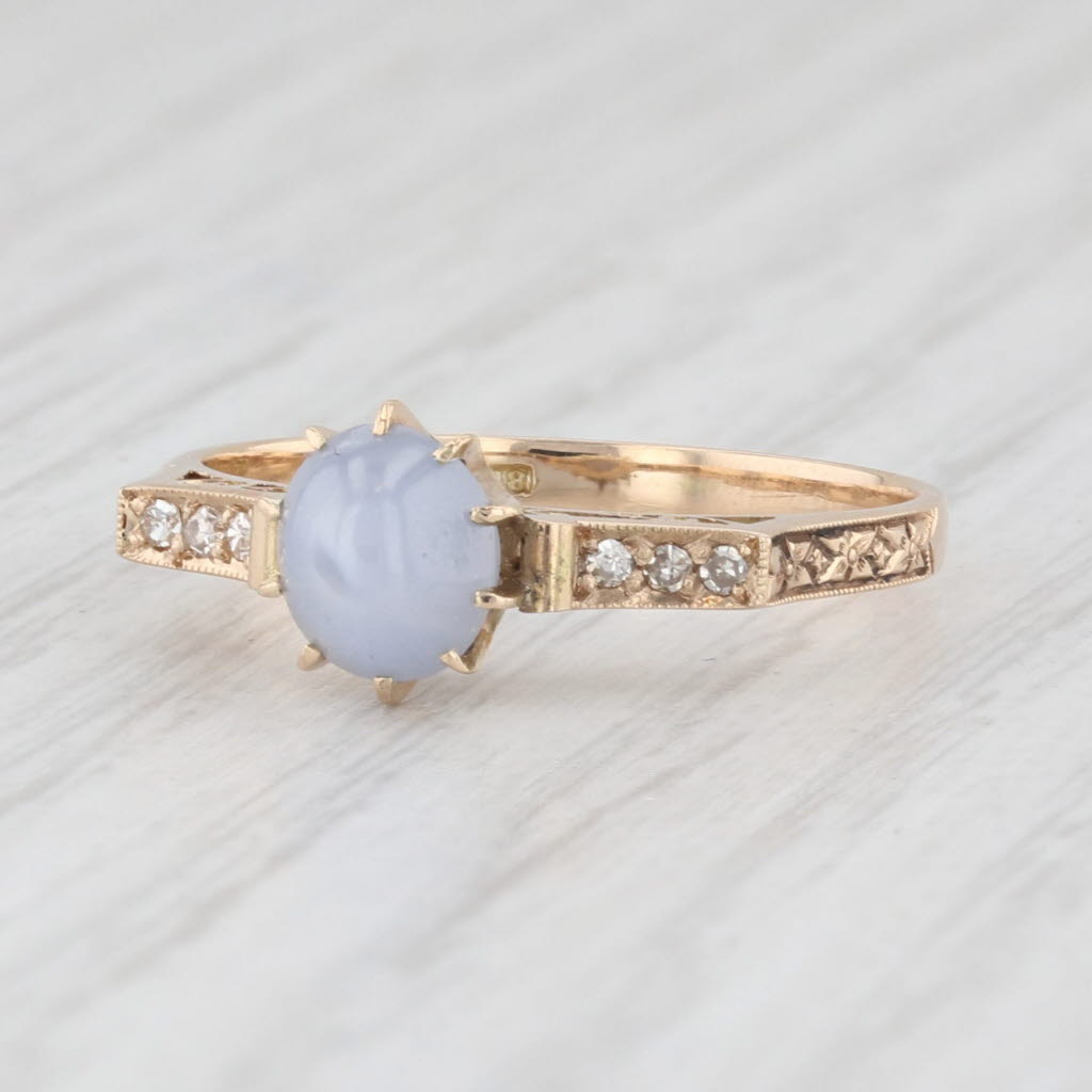 Light Gray Vintage Gray Star Sapphire Diamond Ring 18k Yellow Gold Size 8
