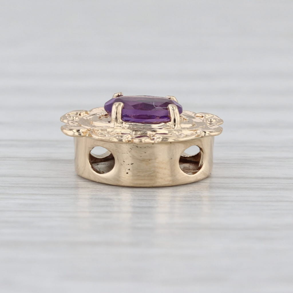 0.42ct Oval Amethyst Solitaire Slide Bracelet Charm 14k Gold Richard Glatter