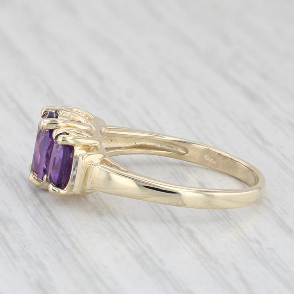 2ctw Amethyst Oval 3-Stone Ring 10k Yellow Gold Size 7.5