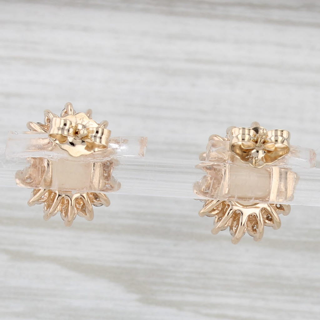Light Gray Opal 0.65ctw Diamond Halo Stud Earrings 14k Yellow Gold