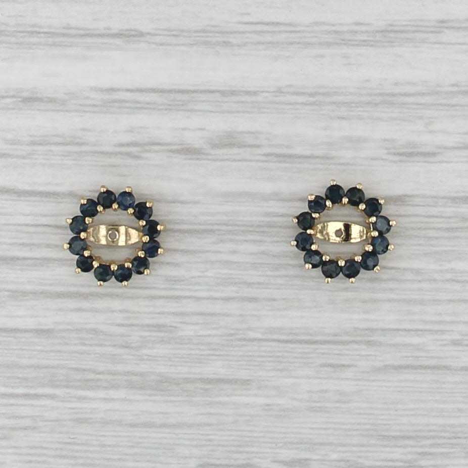 1.20ctw Blue Sapphire Earring Jackets Enhancers 14k Gold for Stud Earrings