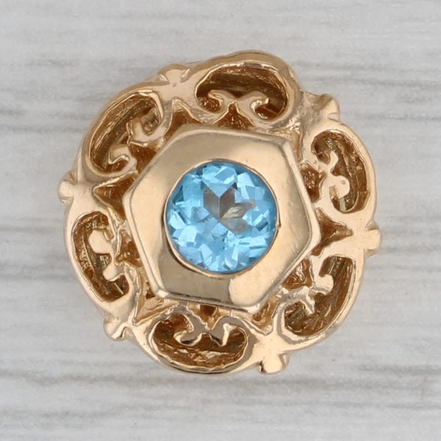 Gray 0.50ct Blue Topaz Slide Bracelet Charm Richard Glatter 14k Yellow Gold Vintage