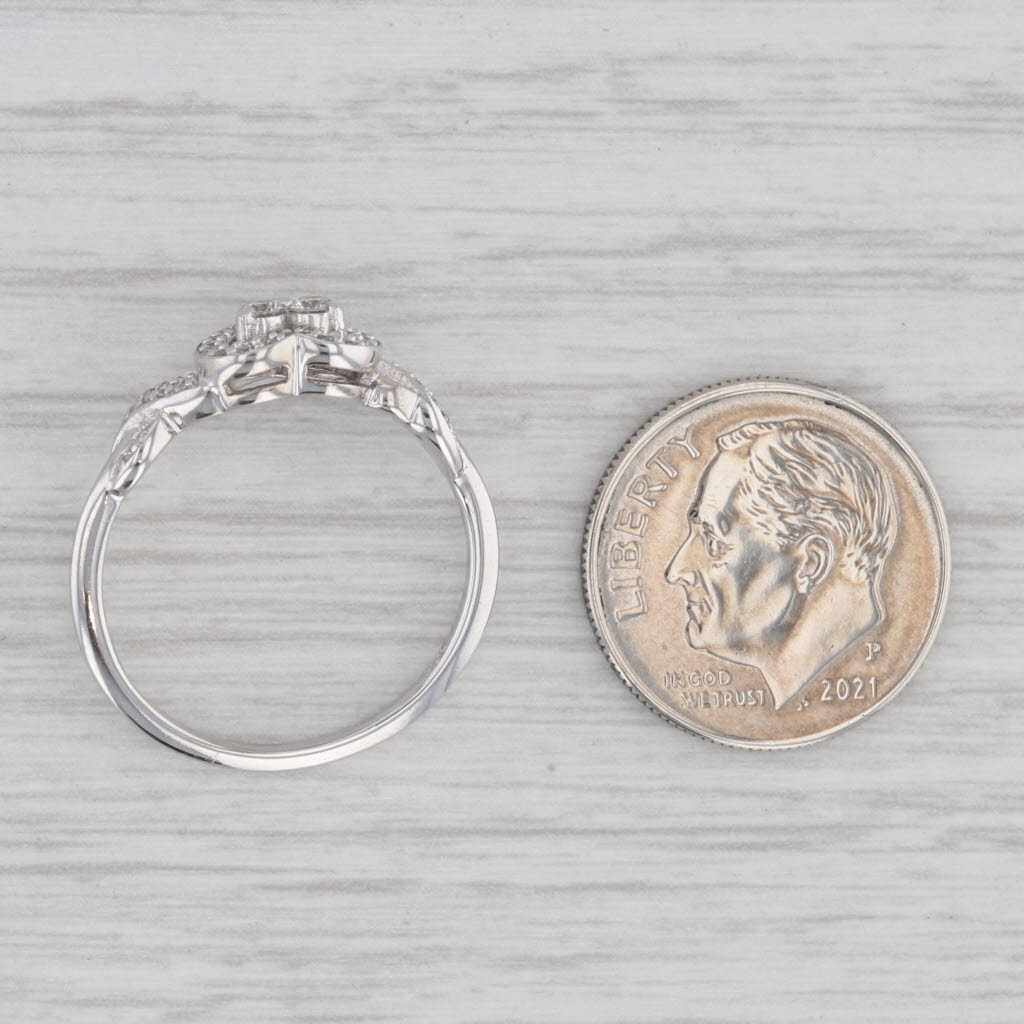 Gray 0.20ctw Diamond Heart Halo Promise Engagement Ring 10k White Gold Size 7