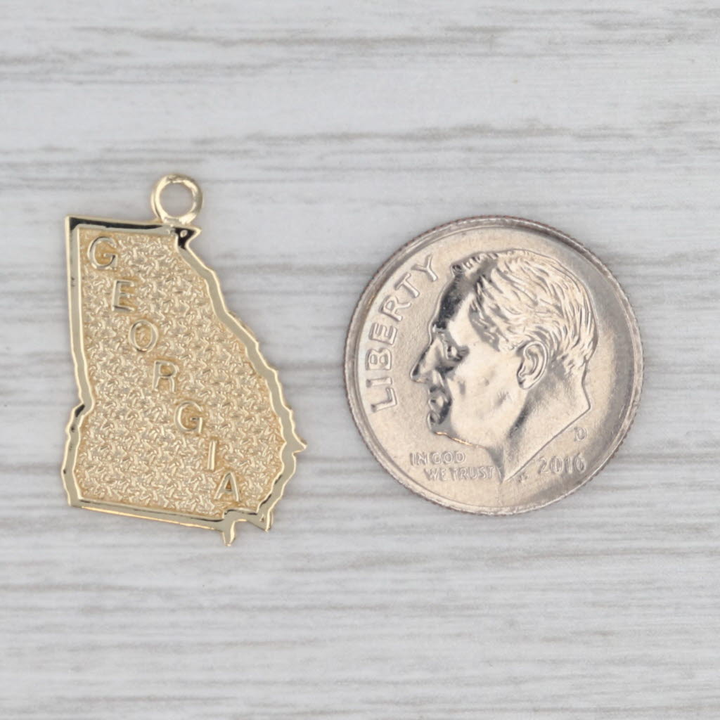 Gray Georgia State Souvenir Charm 10k Yellow Gold Pendant