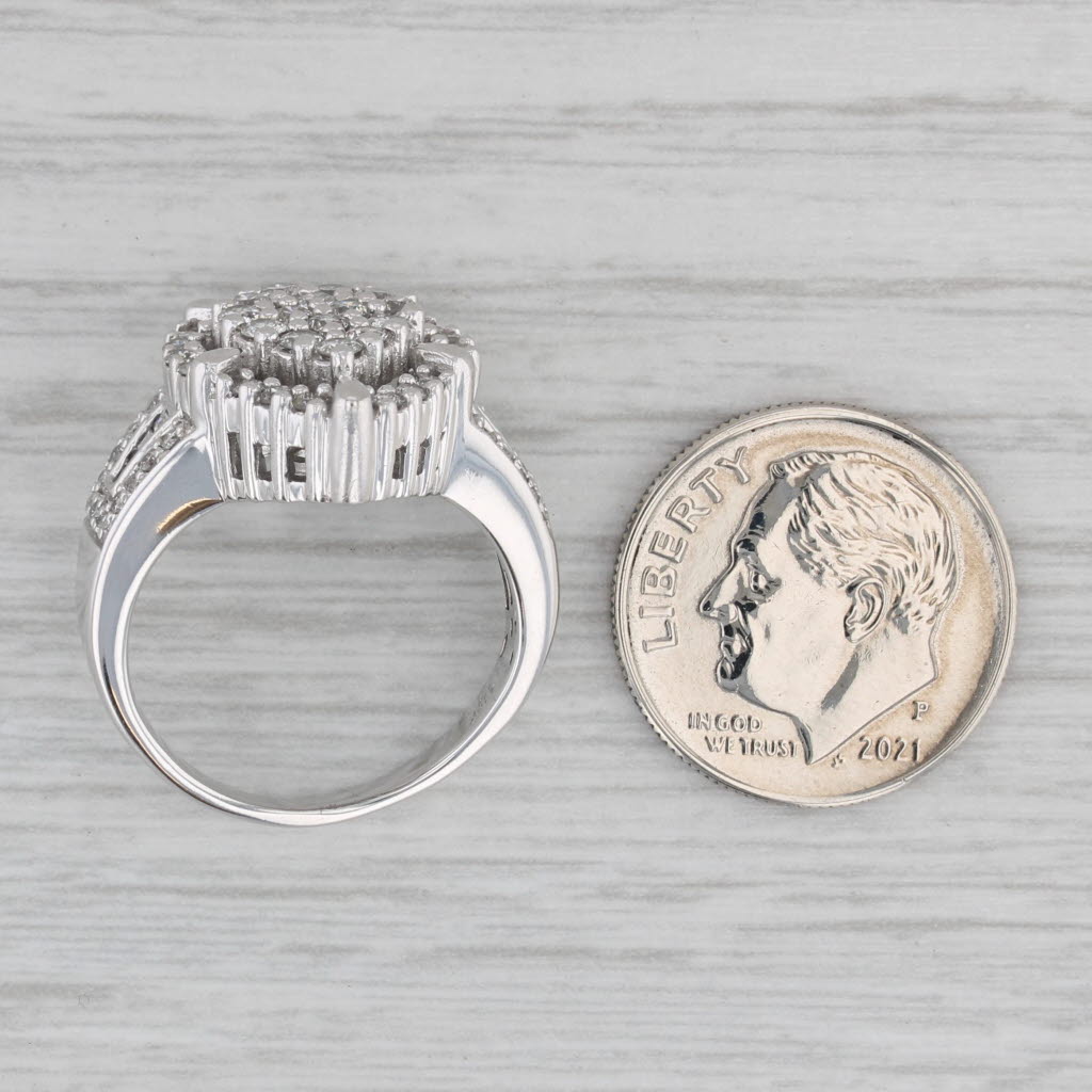 Gray 0.86ctw Diamond Cluster Teardrop Halo Ring 10k White Gold Size 6 Engagement