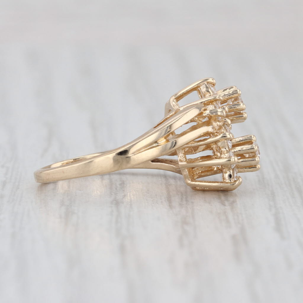 0.65ctw Diamond Flower Bypass Ring 14k Yellow Gold Size 5.5