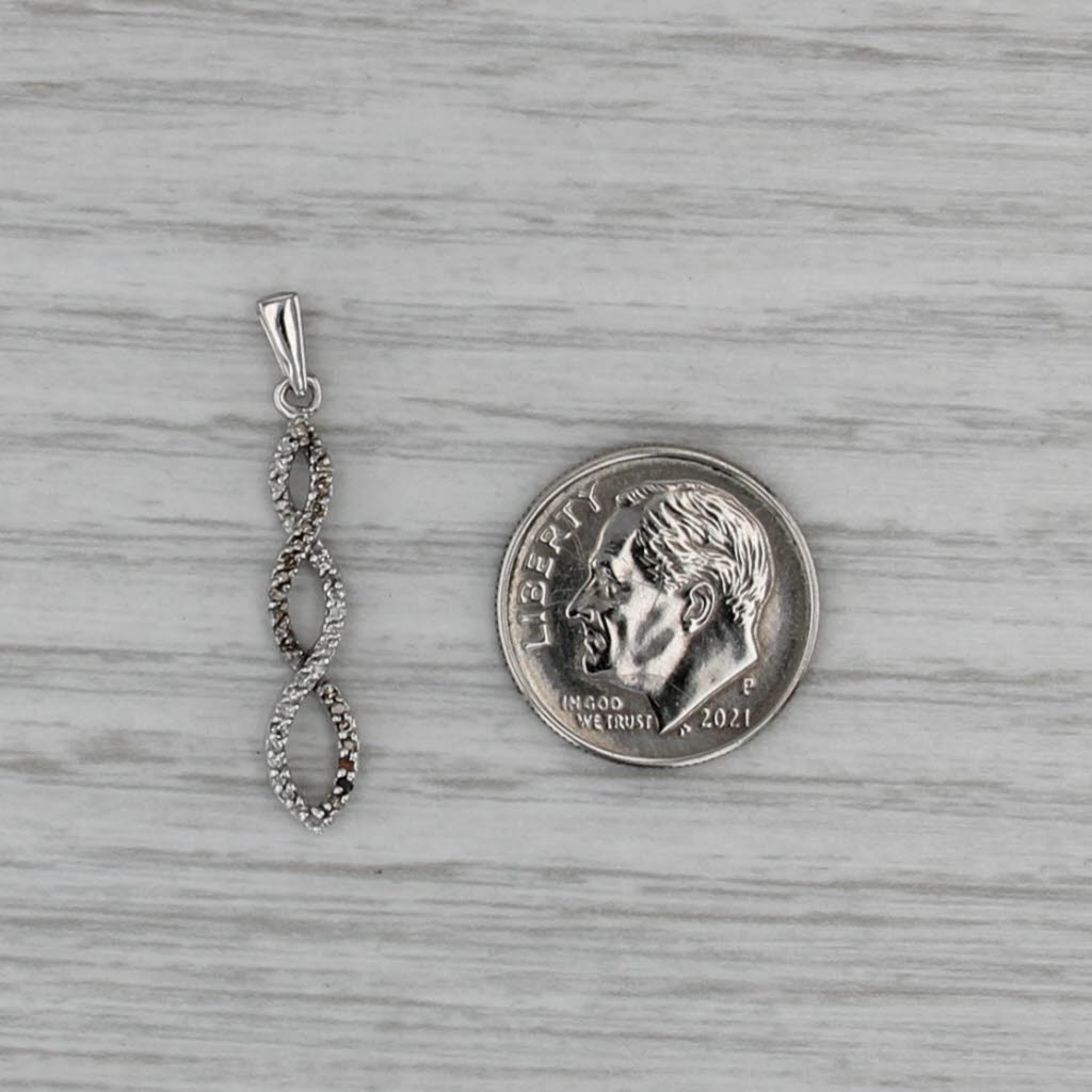 White Champagne Diamond Swirl Pendant 10k White Gold Drop