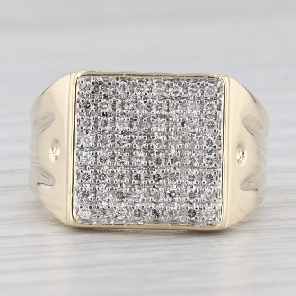 Light Gray 0.53ctw Pave Diamond Ring 10k Yellow Gold Size 10.5 Men's