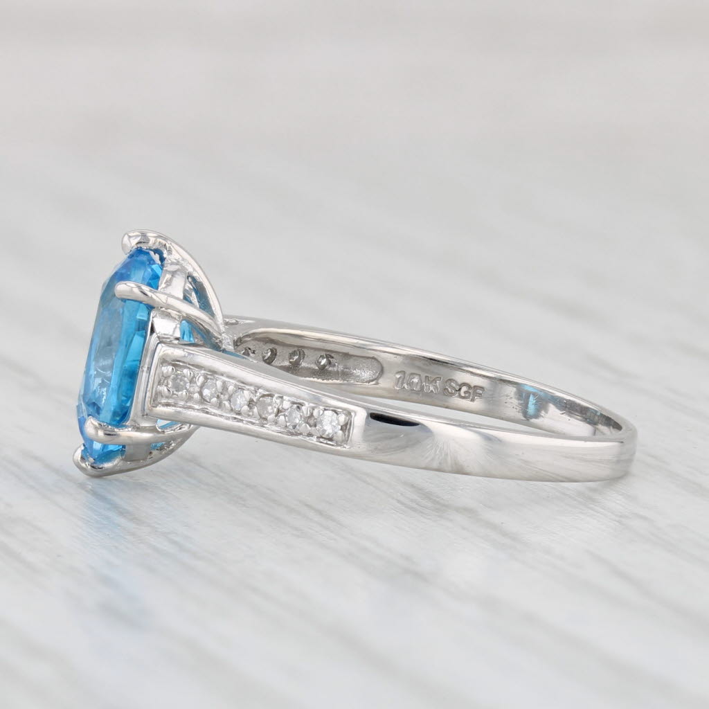 Light Gray 2.16ctw Oval Blue Topaz Diamond Ring 10k White Gold Size 6