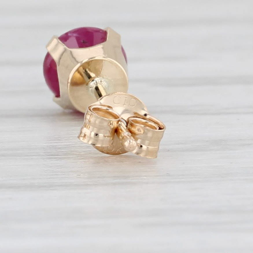 Light Gray 0.70ctw Ruby Stud Earrings 10k Yellow Gold Round Solitaires