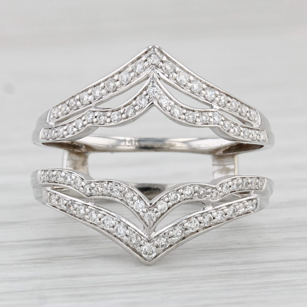 Light Gray 0.25ctw Diamond Enhancer Ring Jacket 14k White Gold Size 6.25 Wedding Bridal