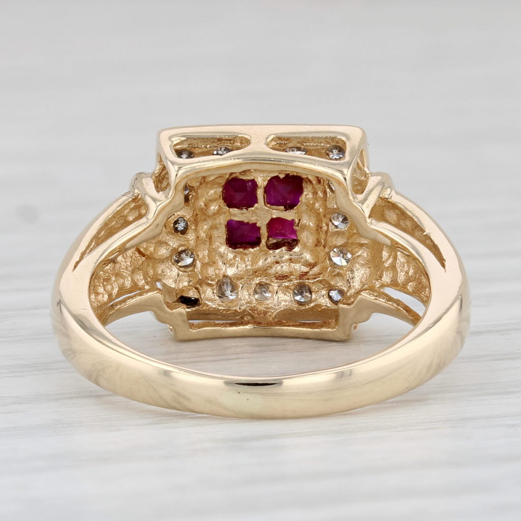 Light Gray 0.64ctw Ruby Diamond Halo Ring 14k Yellow Gold Size 6