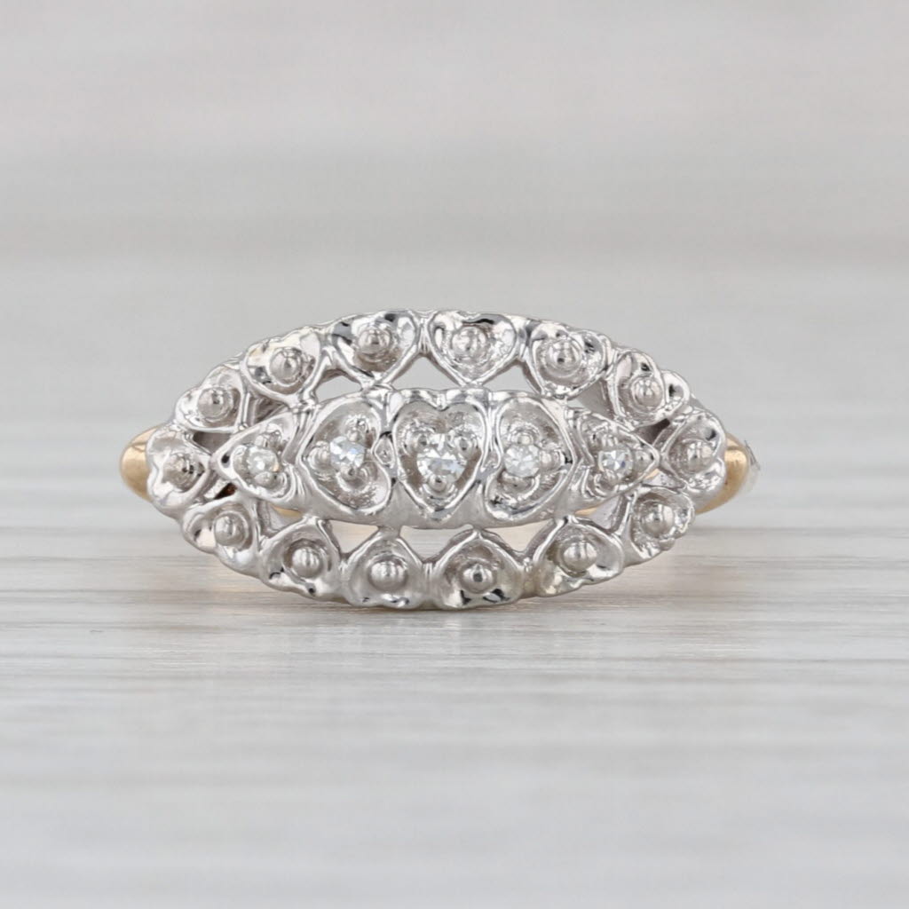 Vintage Diamond Princess Ring 10k White Yellow Gold Size 5.25