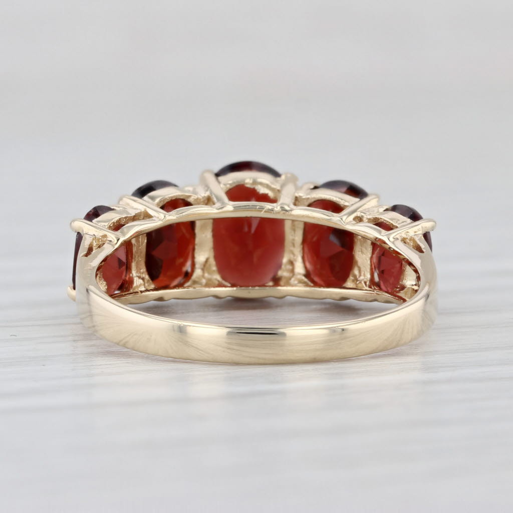 4.35ctw Tiered Oval 5-Stone Garnet Ring 10k Yellow Gold Size 8