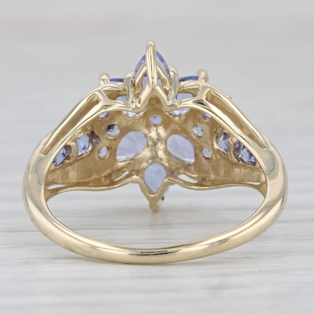 Light Gray 1.56ctw Tanzanite Flower Cluster Ring 14k Yellow Gold Size 7.25