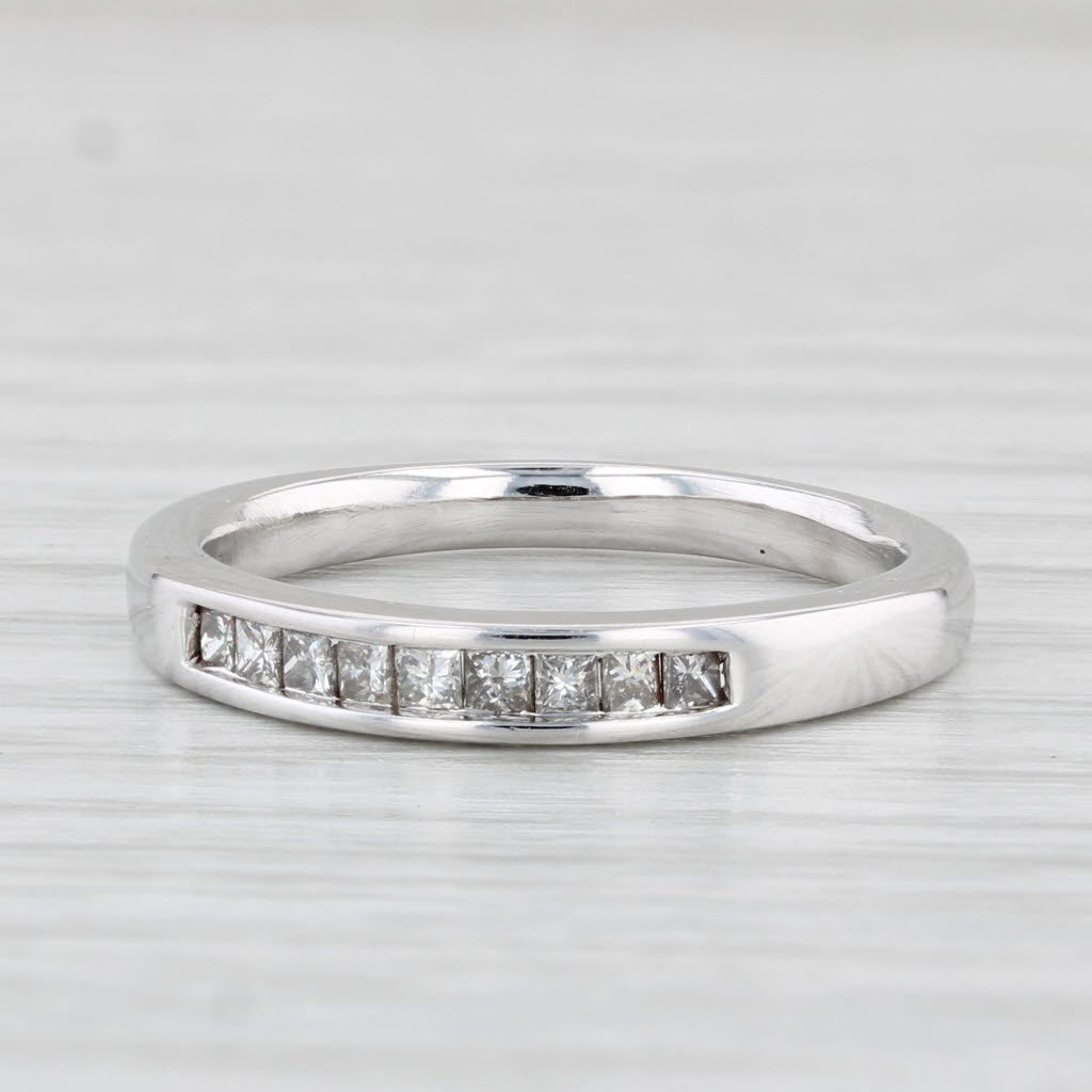 Light Gray 0.15ctw Diamond Wedding Band 14k White Gold Size 6 Stackable Ring