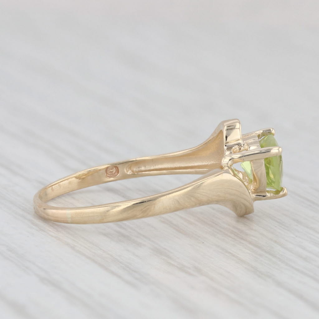 Light Gray 0.50ct Peridot Heart Bypass Ring 10k Yellow Gold Size 5.5 August Birthstone