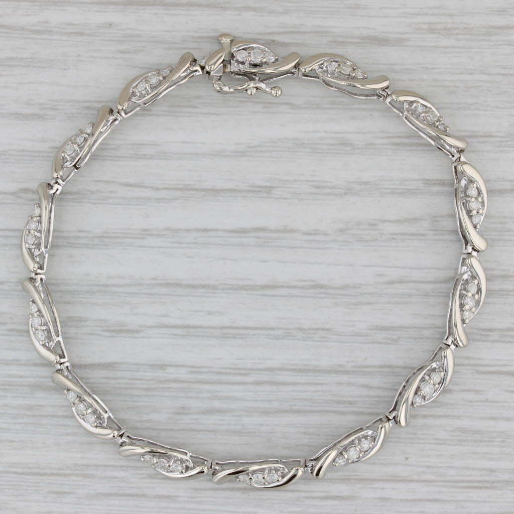 Gray 0.85ctw Diamond Bracelet 10k White Gold 7" 5mm