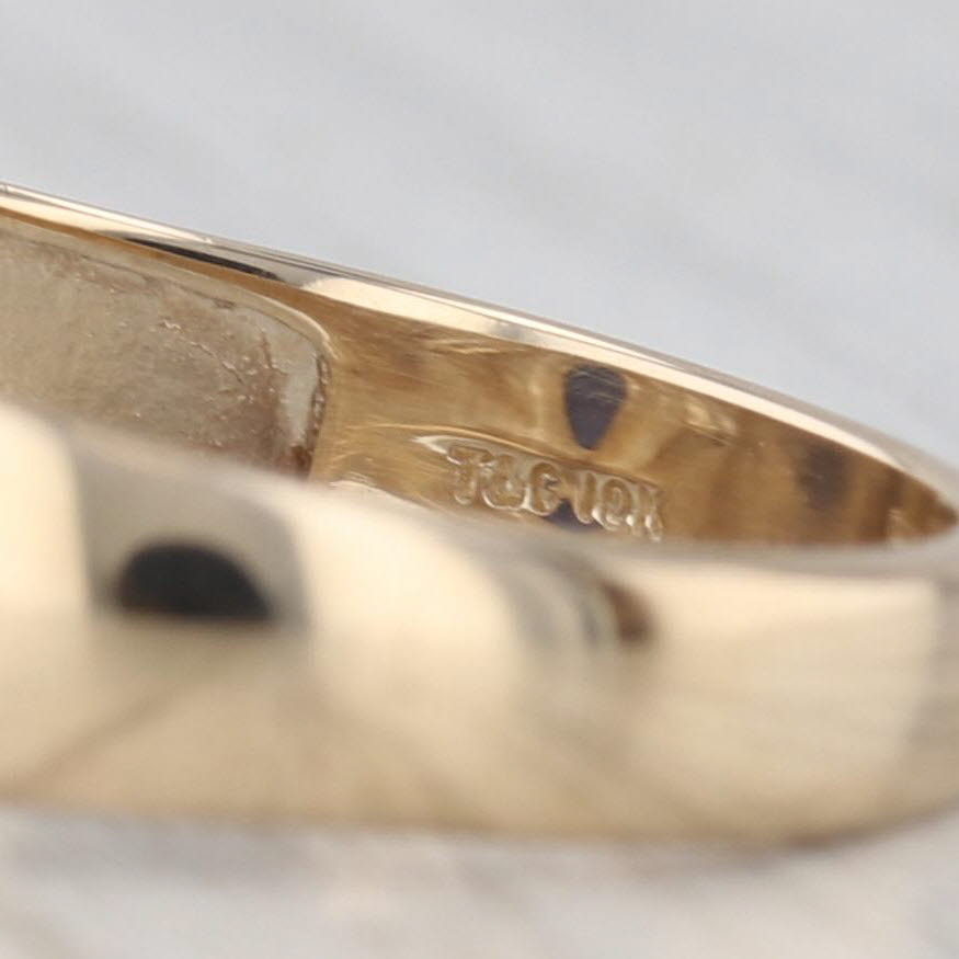 Lab Created Star Sapphire Diamond Ring 10k Yellow Gold Size 10.25