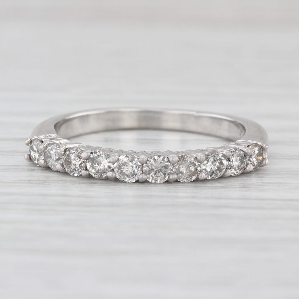 0.90ctw Diamond Wedding Band 14k White Gold Size 10 Stackable Annivesary Ring