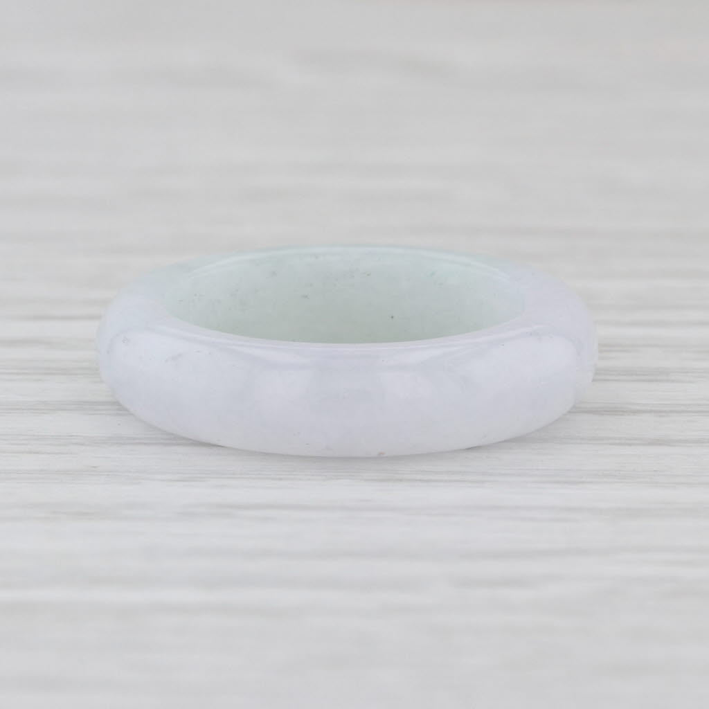 Marbled Pale Green Lavender Jadeite Jade Band Ring Size 7.5 5.4mm