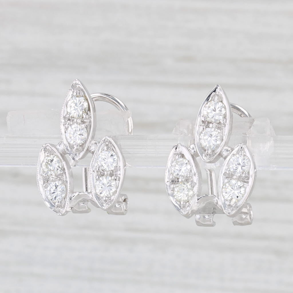 Light Gray 0.74ctw Diamond Drop Earrings 14k White Gold Omega Backs