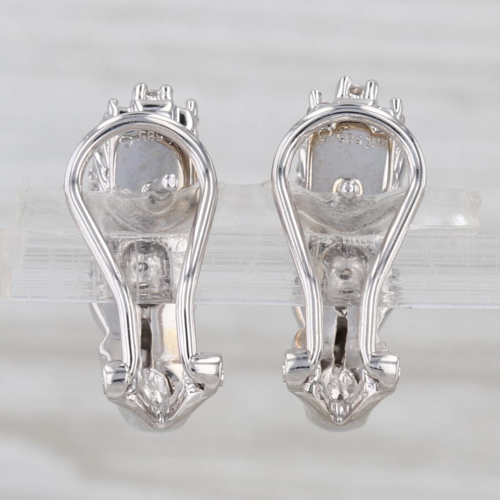 1ctw Diamond Cluster J-Hook Drop Earrings 14k White Gold Omega Backs