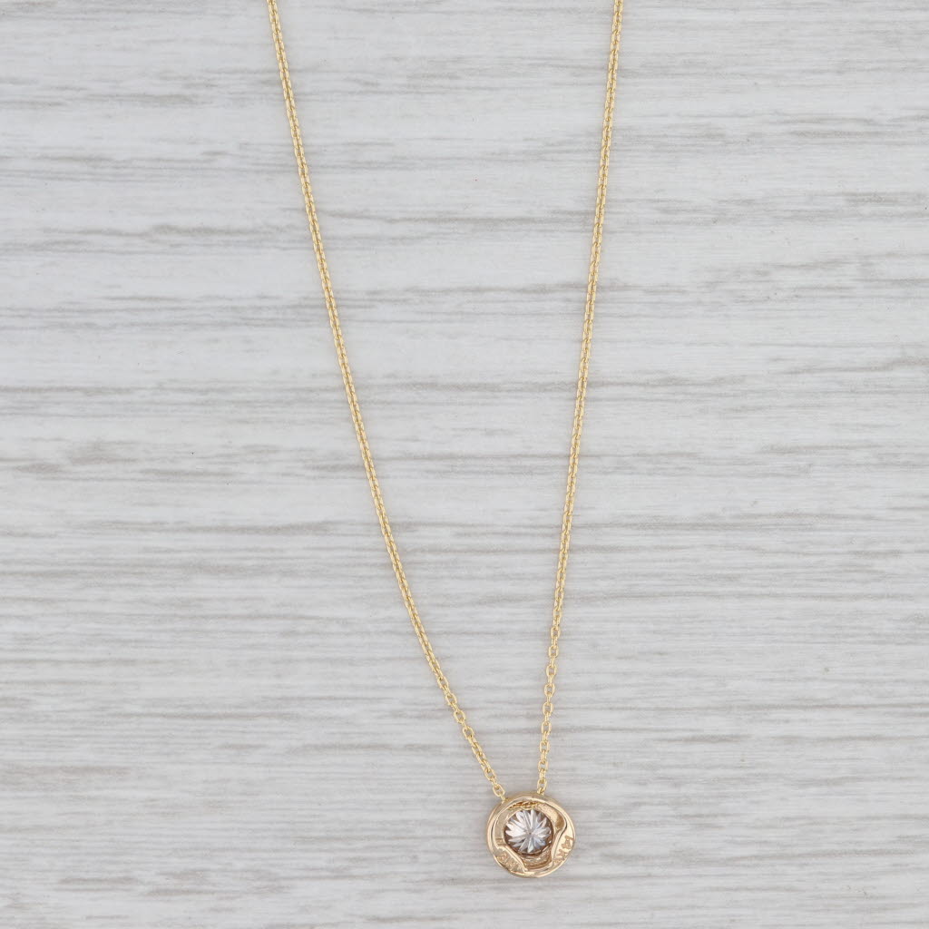 Light Gray Small Diamond Slide Pendant Necklace 14k Yellow Gold 16" 17" 18" Cable Chain