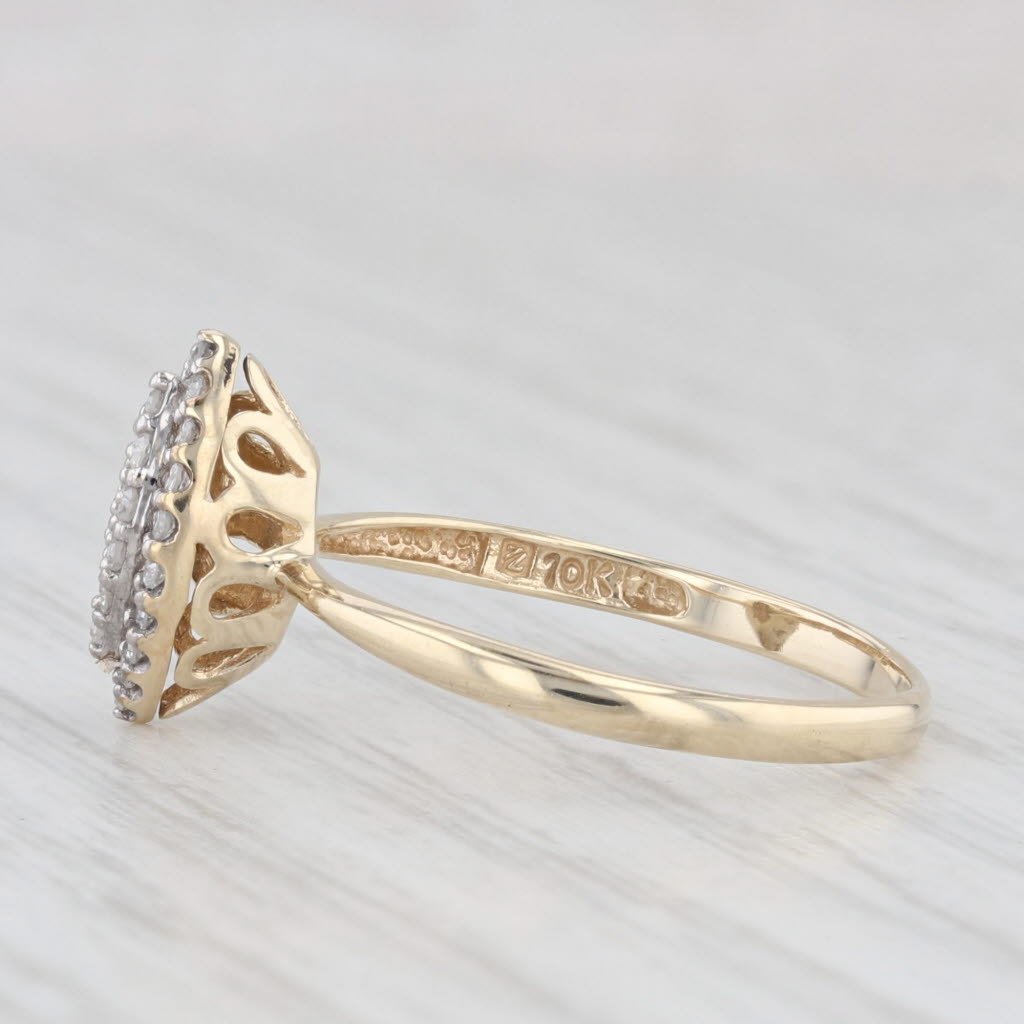 Light Gray 0.12ctw Diamond Marquise Cluster Halo Engagement Ring 10k Yellow Gold Size 7