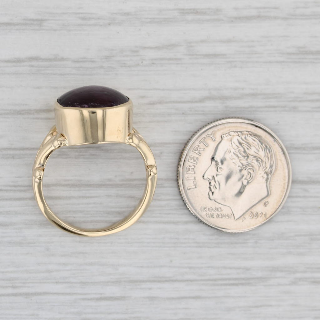 Gray Purple Star Sapphire Ring 14k Yellow Gold Size 5 Oval Cabochon