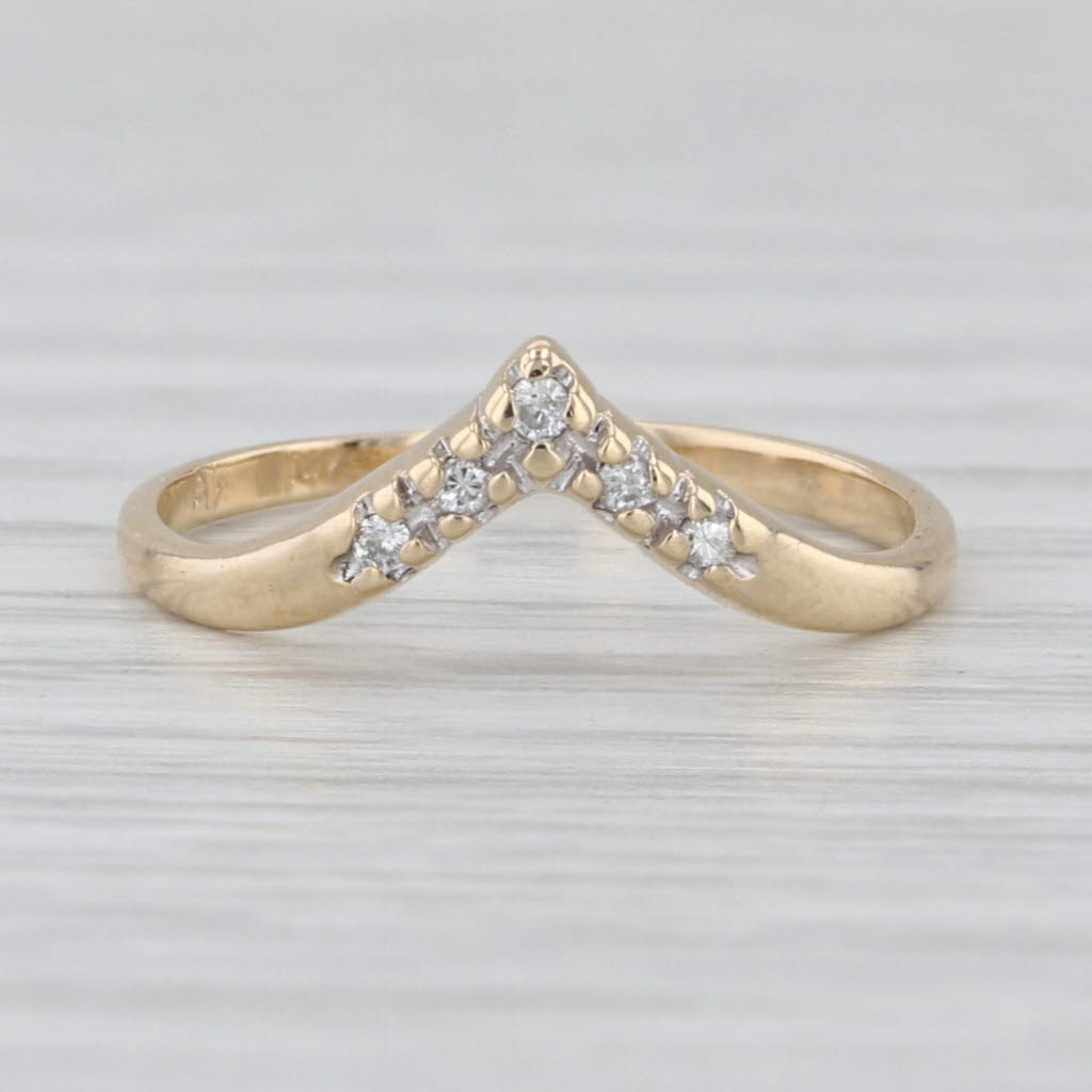 Diamond Contoured V Ring 14k Yellow Gold Size 4 Stackable