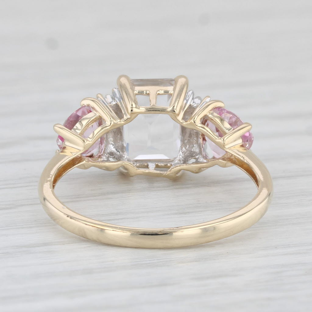 Light Gray 3.12ctw White Topaz Pink Mystic Topaz Ring 10k Yellow Gold Size 7