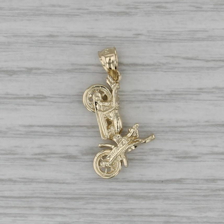 Motorcycle Pendant 10k Yellow Gold 3D Charm