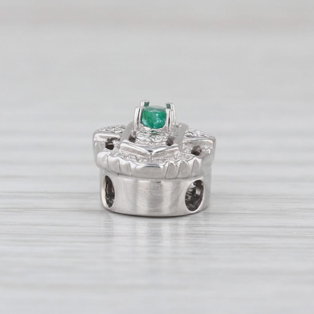 Richard Glatter Emerald Diamond Slide Bracelet Charm 14k White Gold Vintage