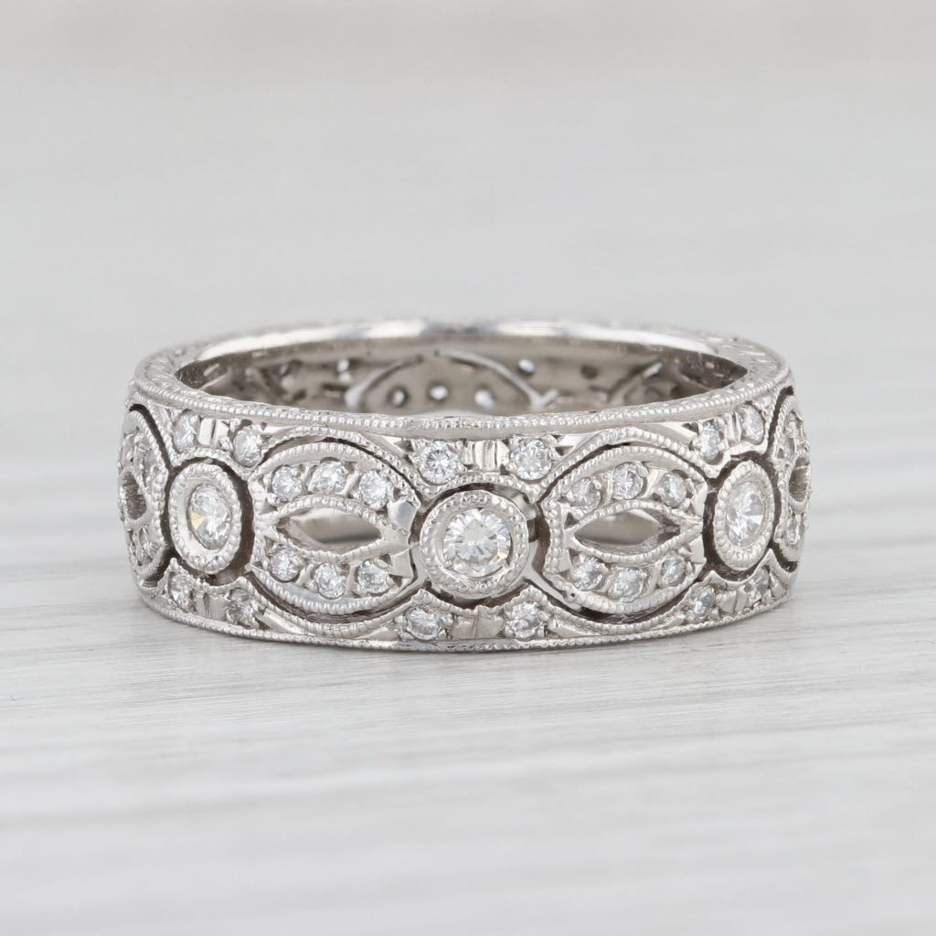 Light Gray 0.49ctw Diamond Ring Platinum Band Wedding Anniversary Eternity Size 6.25