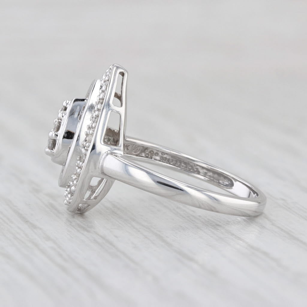 0.49ctw Diamond Teardrop Halo Ring 10k White Gold Size 7.25