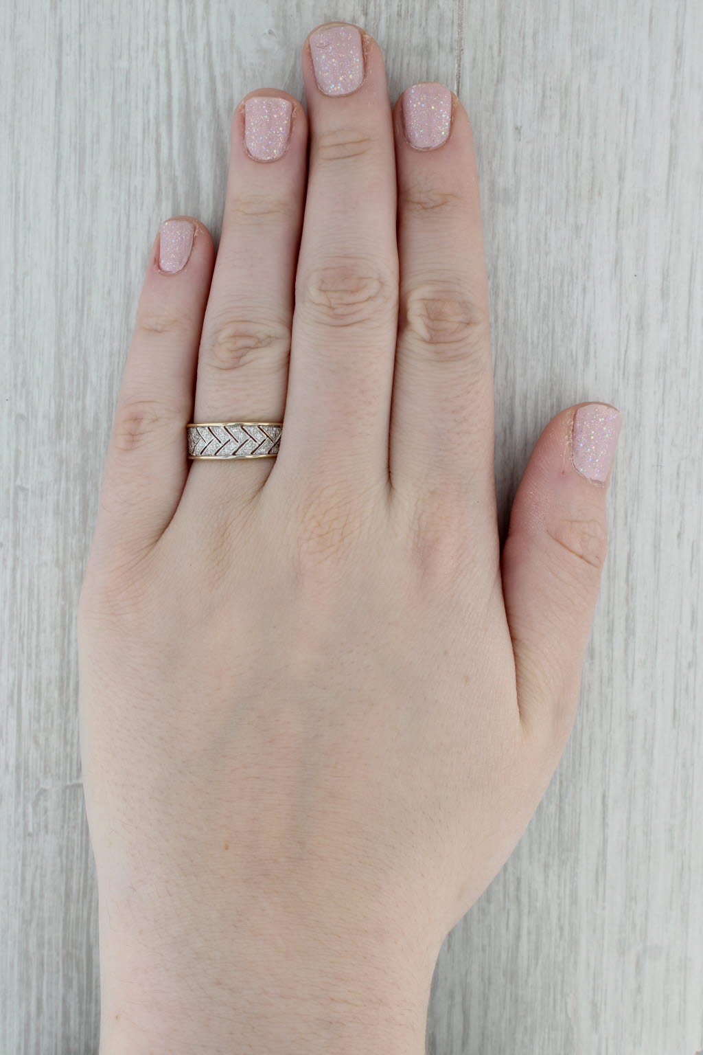 Dark Gray 010ctw Diamond Ring 14k Yellow Gold Size 9.5 Wedding Band
