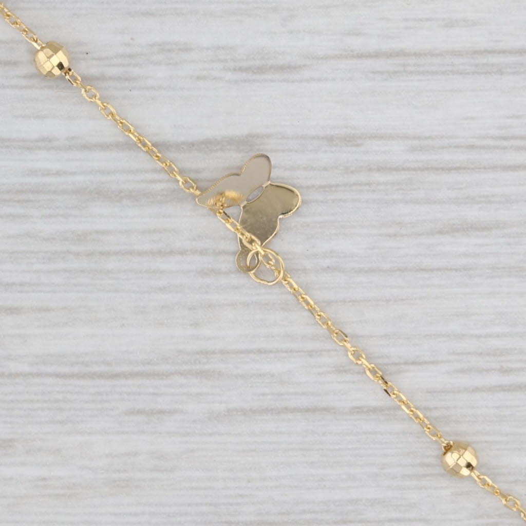 Light Gray New Small Butterfly Charms Fringe Bracelet 7" Cable Chain 14k Yellow Gold