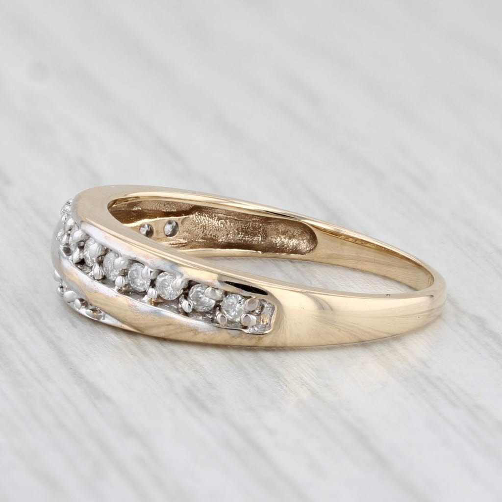 Light Gray 0.24ctw Diamond Bypass Ring 10k Yellow Gold Stackable Wedding Band Size 8